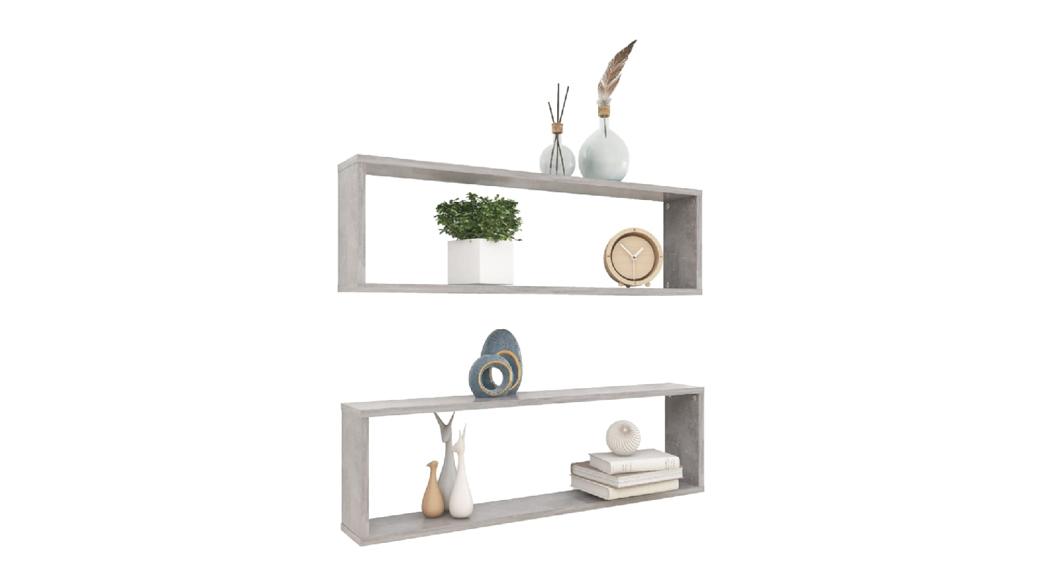 NNEVL Wall Shelves Floating Rectangle 2pcs. 100 x 15 x 30 - Concrete Grey