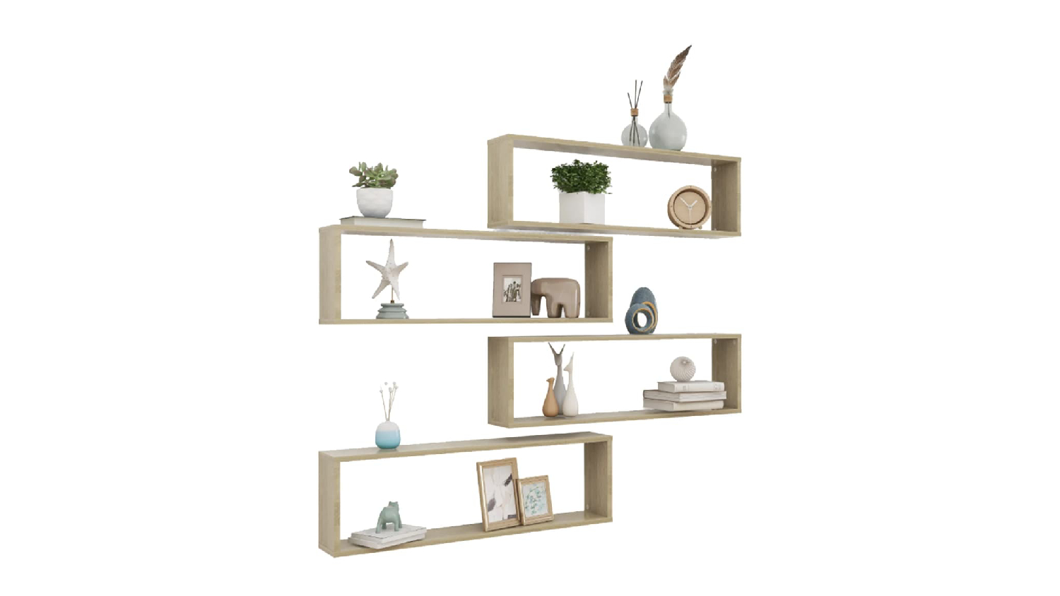 NNEVL Wall Shelves Floating Rectangle 4pcs. 100 x 15 x 30 - Sonoma Oak