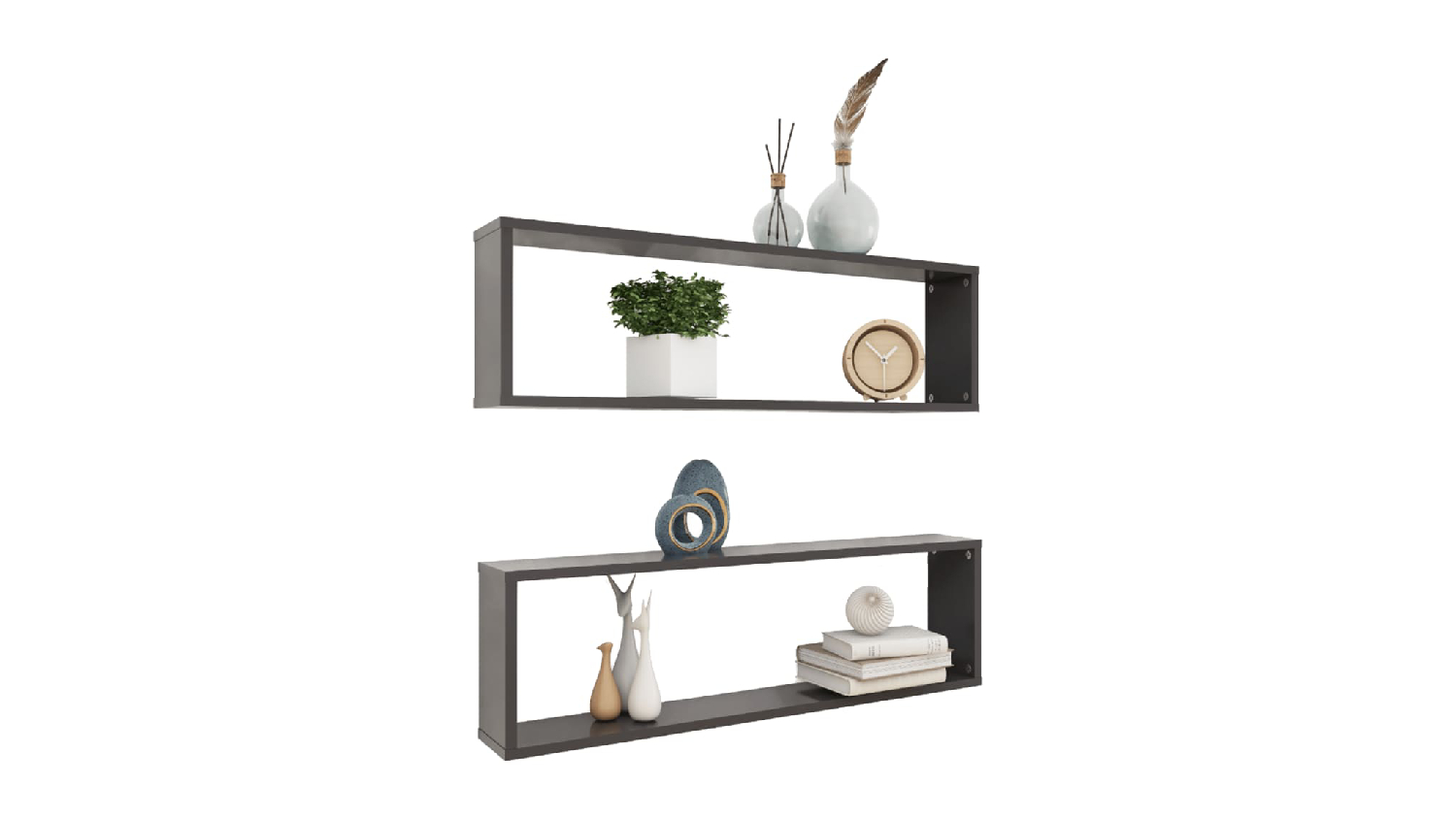 NNEVL Floating Rectangle Wall Shelves 6pcs. 100 x 15 x 30 - Grey