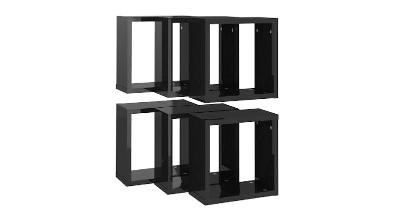 NNEVL Wall Shelves Floating Cube 6pcs. 30 x 15 x 30cm - Gloss Black