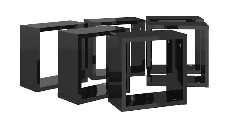 NNEVL Wall Shelves Floating Cube 6pcs. 30 x 15 x 30cm - Gloss Black