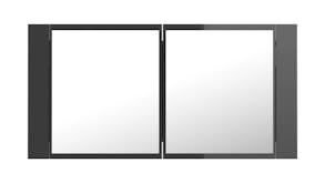 NNEVL LED Backlit Bathroom Mirror Cabinet 90 x 12 x 45cm - Gloss Grey