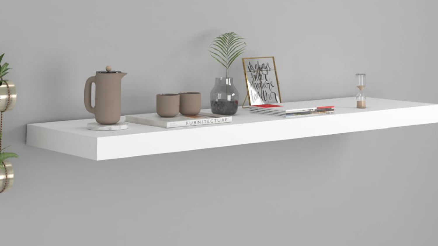 NNEVL Floating Ledge Wall Shelf 90 x 23.5 x 3.8cm - White