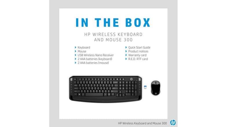 HP 300 Wireless Keyboard & Mouse Combo - Black