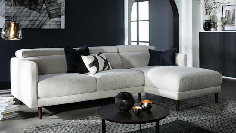 Stella 3 Seater Fabric Sofa with Chaise - Marshmallow