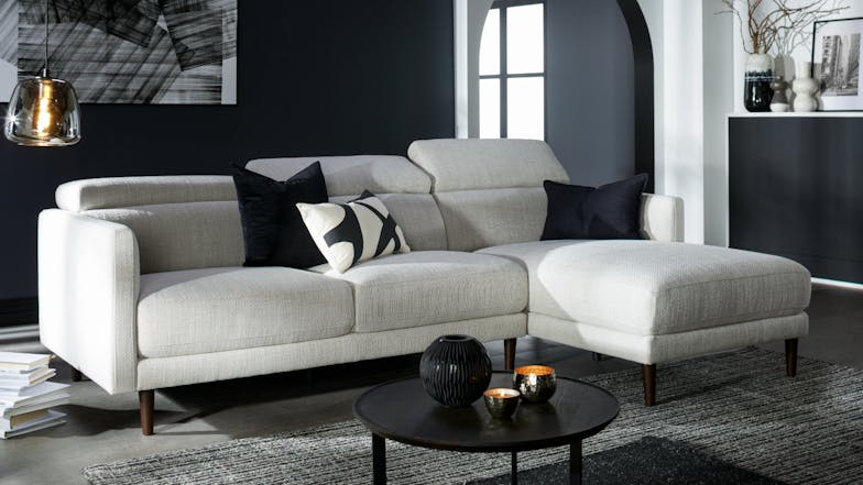 Stella 3 Seater Fabric Sofa with Chaise - Marshmallow