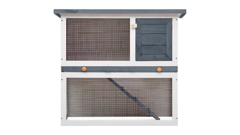 NNEVL Outdoor Rabbit Hutch 1 Door 90cm - Grey Wood