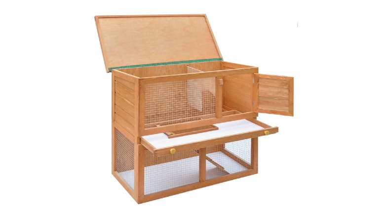 NNEVL Outdoor Rabbit Hutch Single Door 90cm - Wood