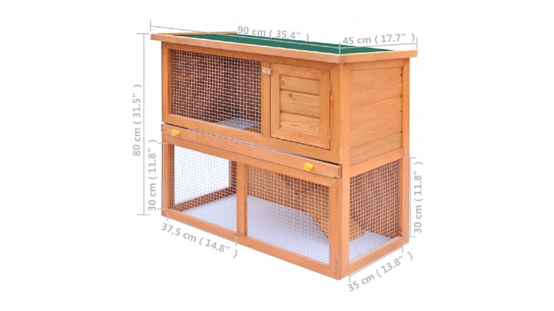 NNEVL Outdoor Rabbit Hutch Single Door 90cm - Wood