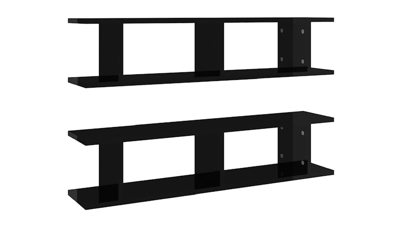 NNEVL Wall Shelves Floating Ladder 2pcs. 90 x 18 x 20cm - Gloss Black