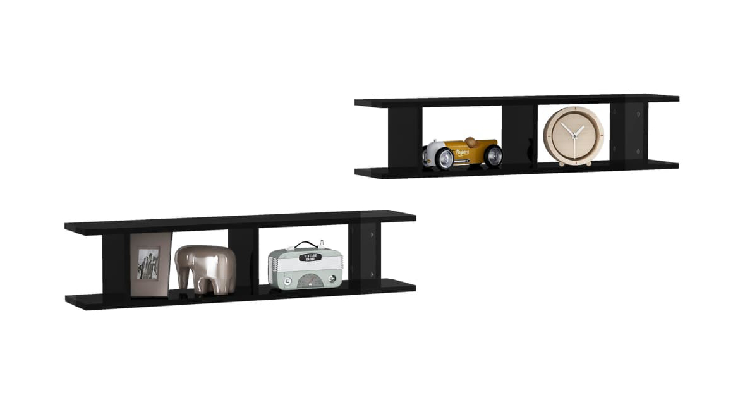 NNEVL Floating Ladder Wall Shelves 2pcs. 90 x 18 x 20cm - Gloss Black