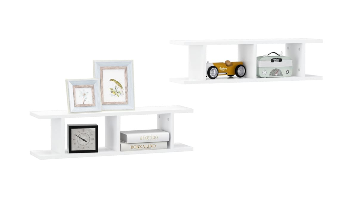 NNEVL Wall Shelves 6 Display Cube 78 x 18 x 20cm - White