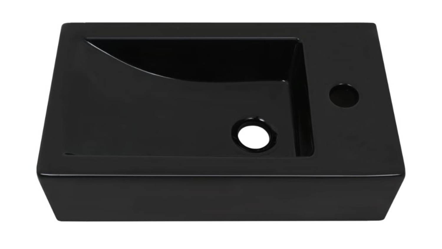 NNEVL Rectangular Ceramic Basin with Faucet Hole 46 x 25.5 x 12cm - Black