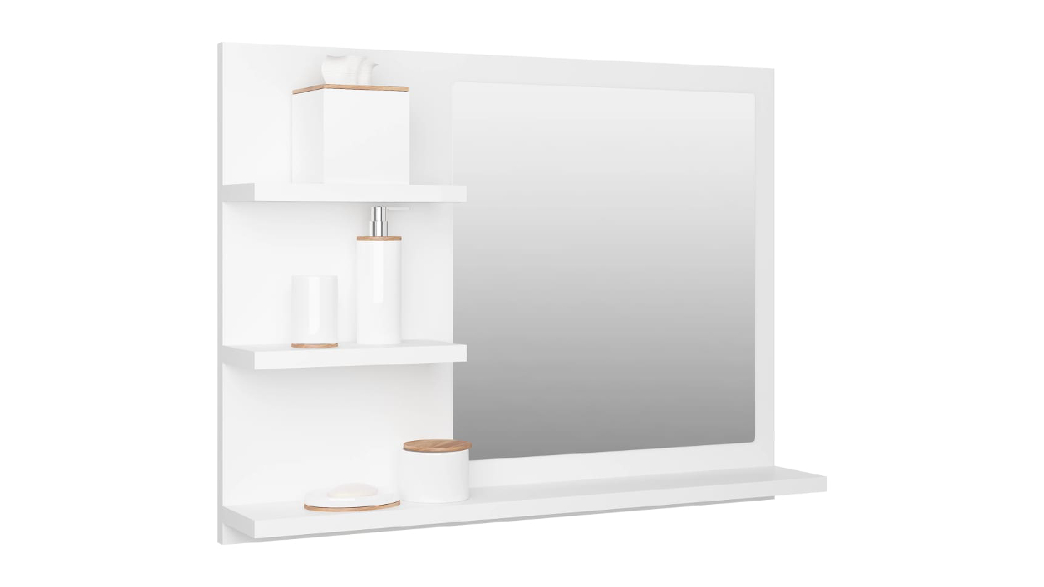 NNEVL Bathroom Mirror w/ Built-In Shelving 60x10.5x45cm White