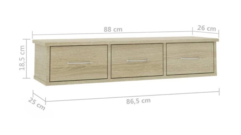 NNEVL Wall Mounted Shelf Drawer 88x26x18.5cm - Sonoma Oak