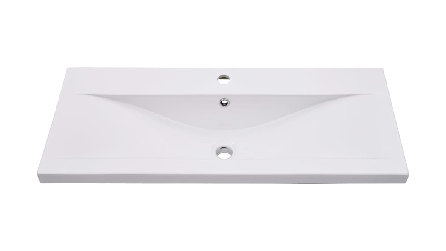 NNEVL Rectangle Ceramic Basin with Built-in Faucet Hole & Overflow 91 x 39.5 x 18.5cm - White