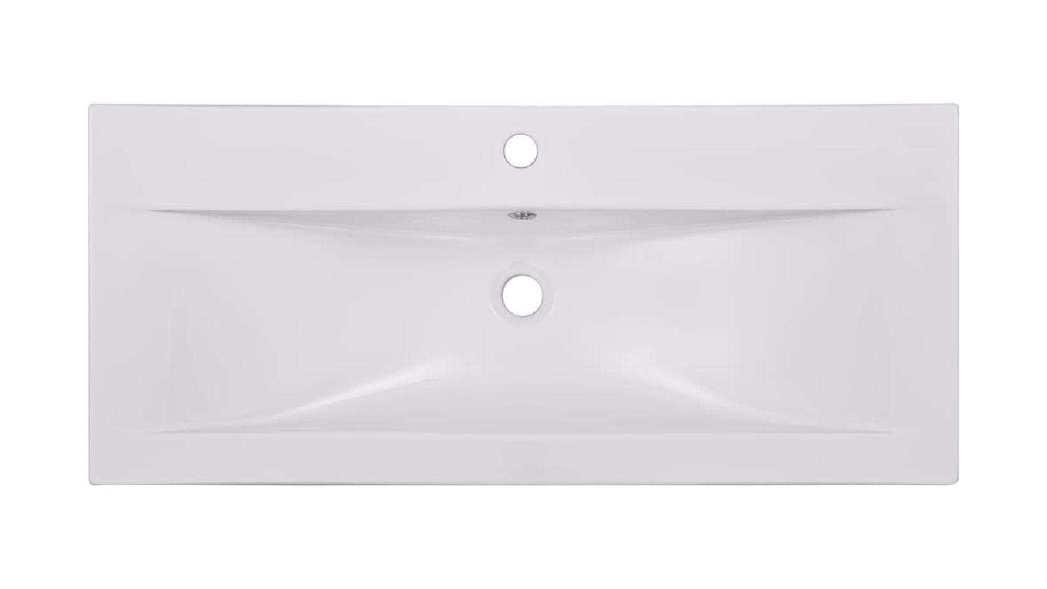 NNEVL Rectangle Ceramic Basin with Built-in Faucet Hole & Overflow 91 x 39.5 x 18.5cm - White