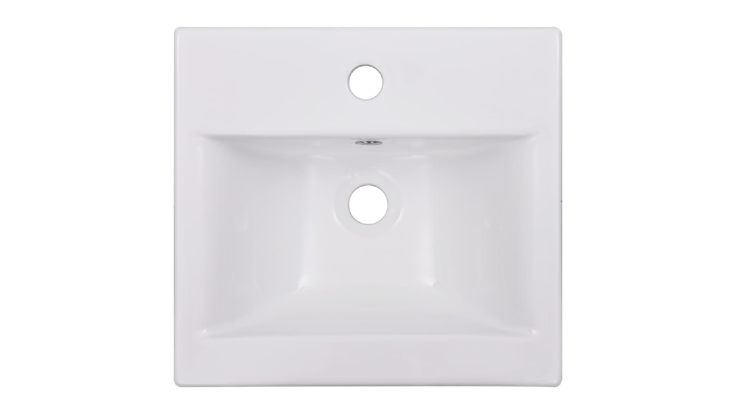 NNEVL Rectangle Ceramic Basin with Built-in Faucet Hole & Overflow 42 x 39 x 18cm - White