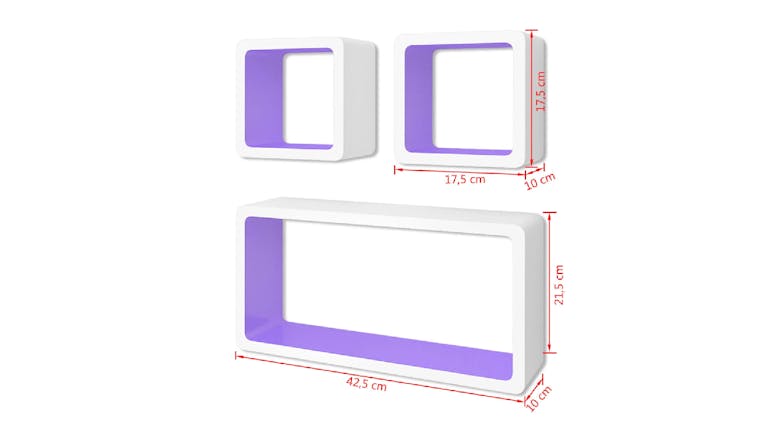NNEVL Wall Shelves Floating DVD Display 3pcs. - White/Purple