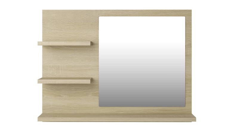 NNEVL Bathroom Mirror w/ Built-In Shelving 60 x 10.5 x 45cm - Sonoma Oak