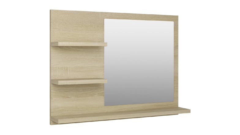 NNEVL Bathroom Mirror w/ Built-In Shelving 60 x 10.5 x 45cm - Sonoma Oak