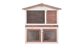 NNEVL Outdoor Rabbit Hutch 3 Door 90cm - Brown Wood