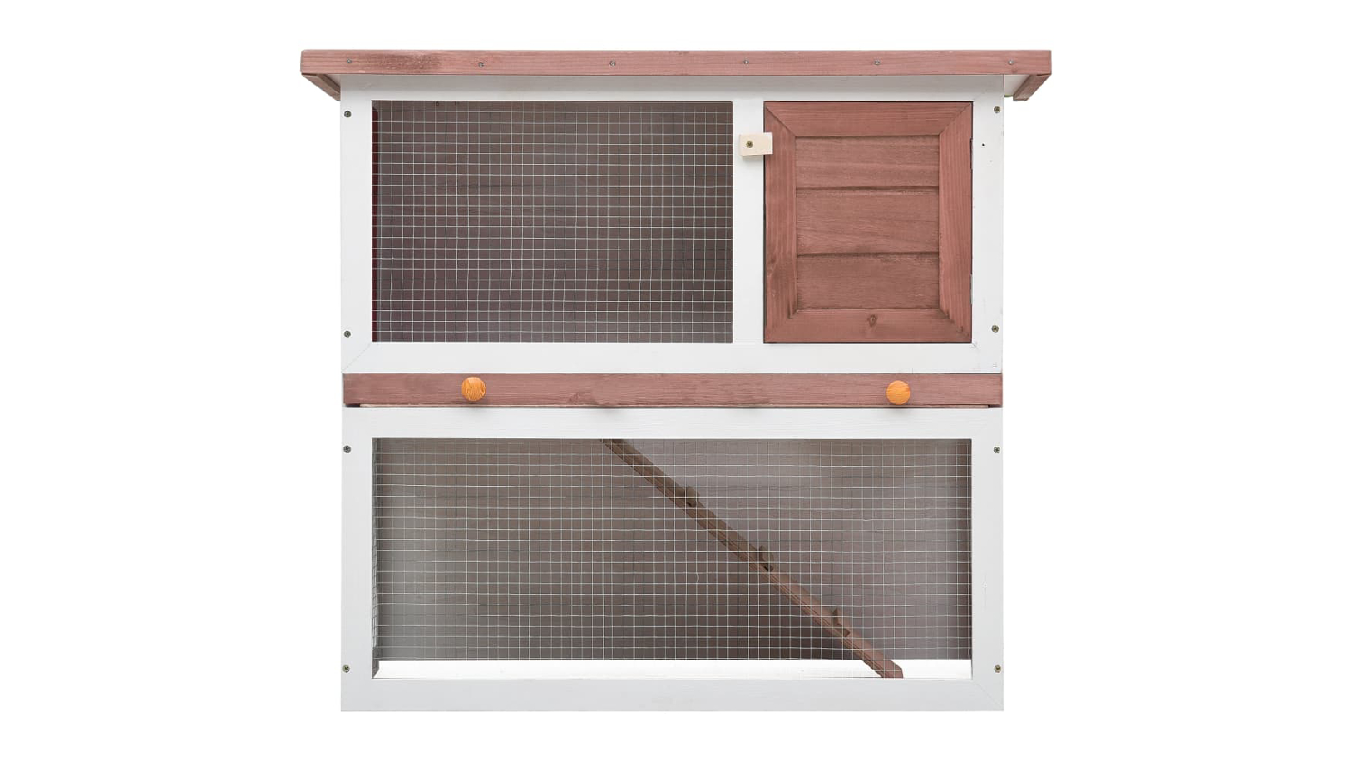 NNEVL Outdoor Rabbit Hutch Single door 90cm - Brown Wood