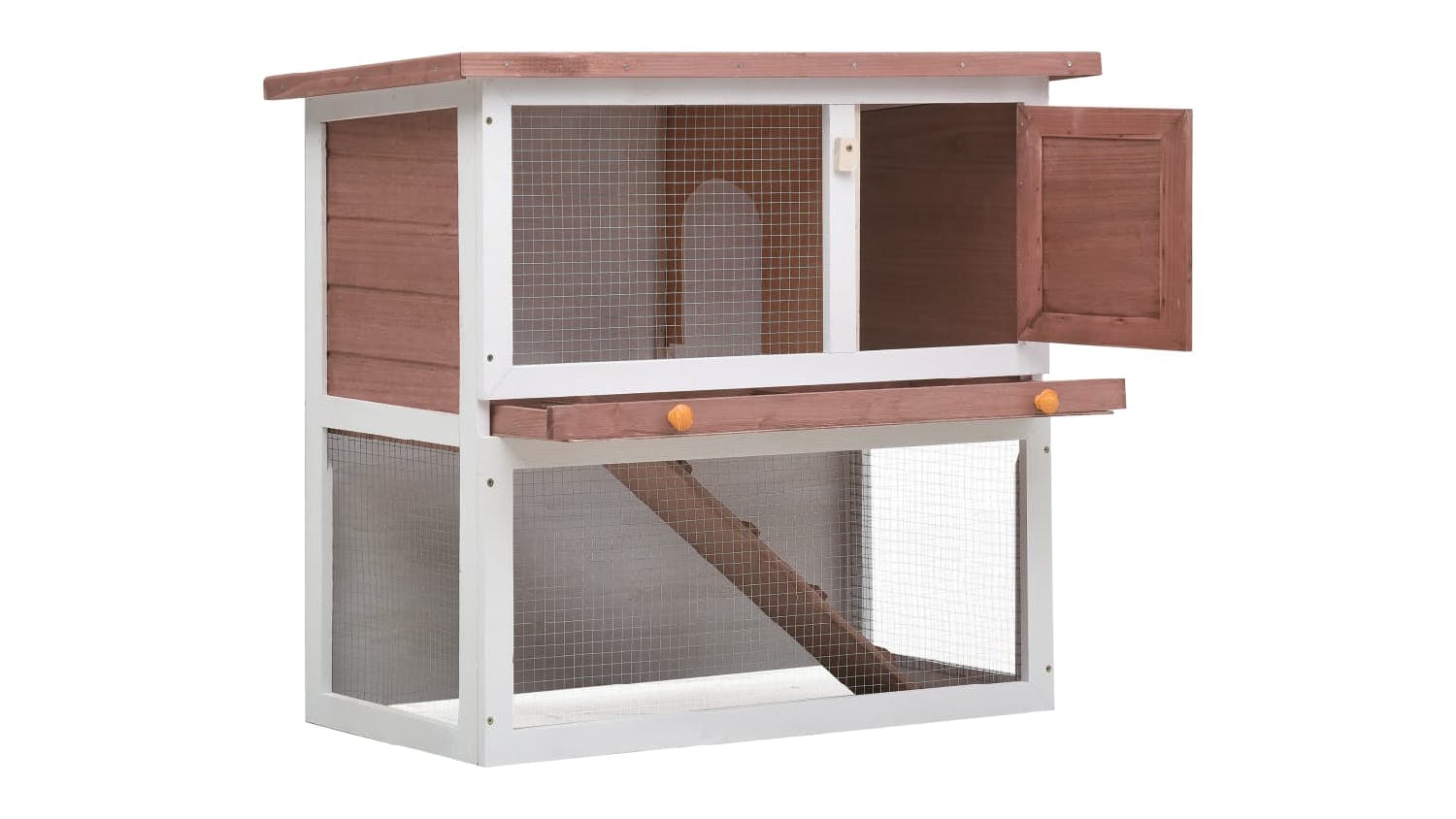 NNEVL Outdoor Rabbit Hutch Single door 90cm - Brown Wood