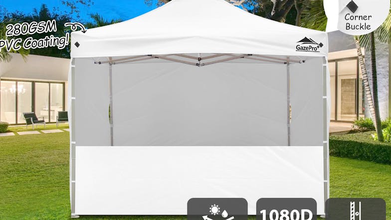 Gazepro Heavy-Duty Gazebo 3 x 3m with Full Wall Kit - White