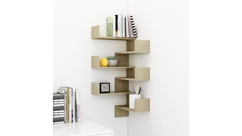 NNEVL Wall Shelves Corner 2pcs. 40 x 40 x 50cm - Sonoma Oak