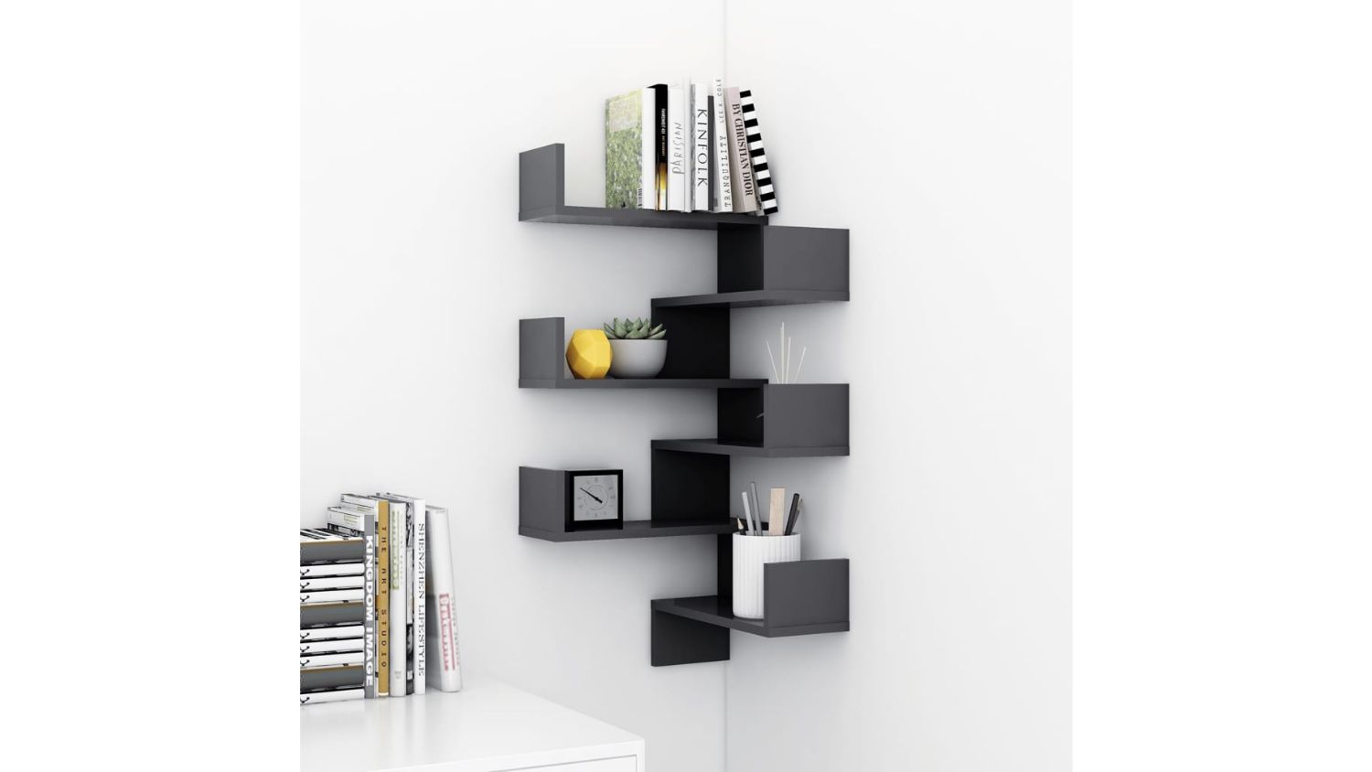 NNEVL Corner Wall Shelves 40 x 40 x 50cm 2pcs. - Grey