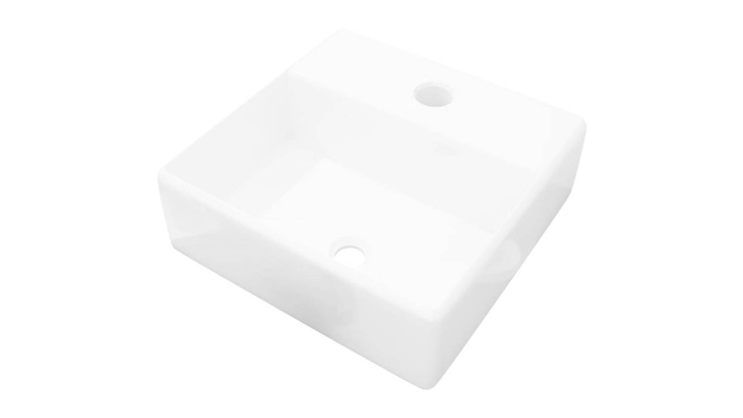 NNEVL Square Ceramic Basin with Faucet Hole 38 x 30 x 11.5cm - White