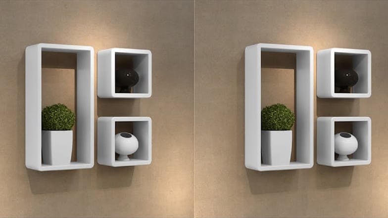 NNEVL Wall Shelves Floating Cube 6pcs. - Gloss White