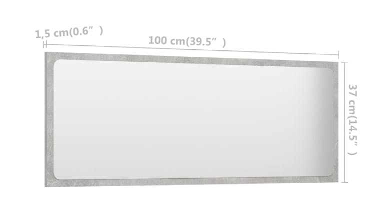 NNEVL Bathroom Mirror 100 x 1.5 x 37cm - Concrete Grey