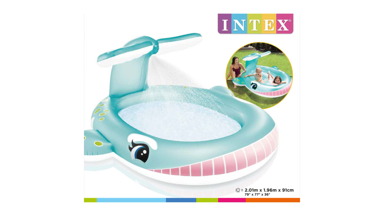 NNEVL Intex Swimming Pool Whale Spray 201 x 196 x 91cm
