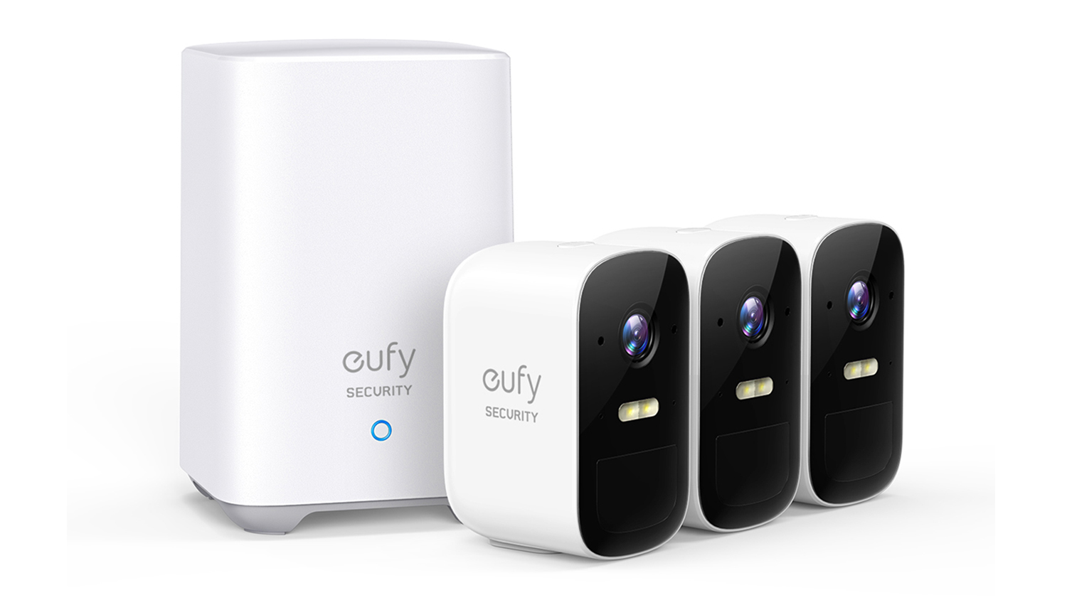 Eufy Cam 2C Pro 2K Outdoor Wireless Smart Security Camera - 3 Pack with HomeBase2 (White)