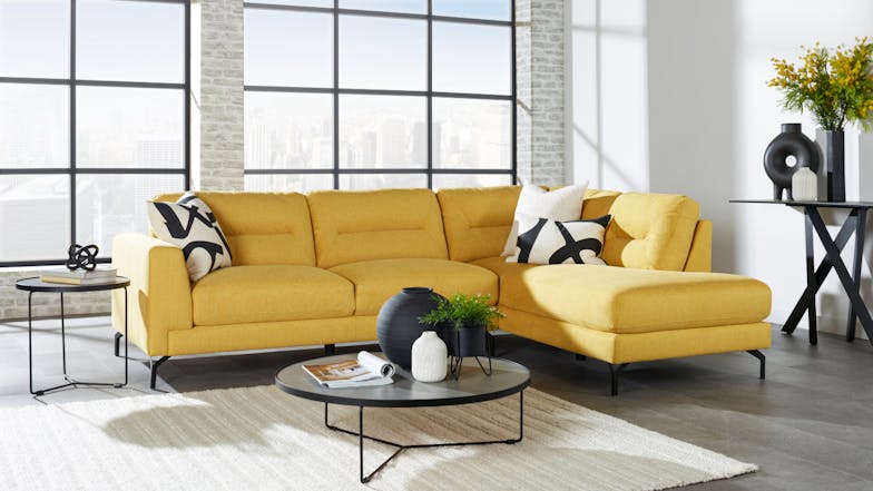 Verona 3 Seater Buttercup Fabric Corner Sofa