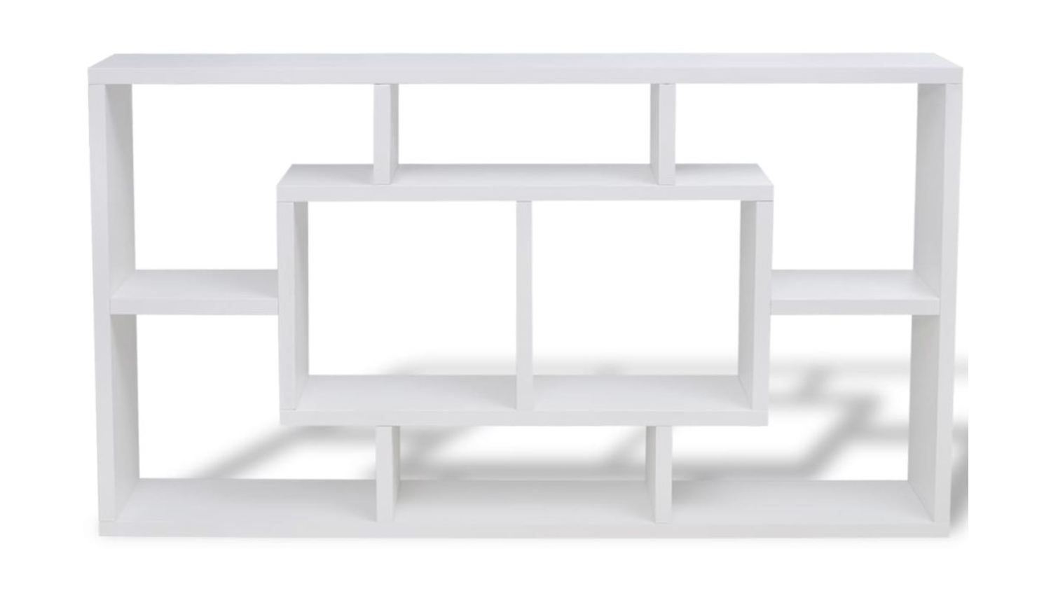 Front view of the NNEVL 8 Compartment Display Wall Shelves in white colour