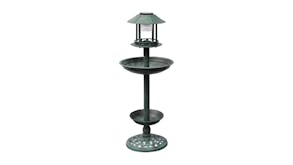 NNEVL Bird Bath w/ Feeder & Solar-Power Light - Copper Patina