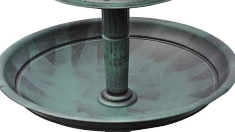 NNEVL Bird Bath w/ Feeder & Solar-Power Light - Copper Patina