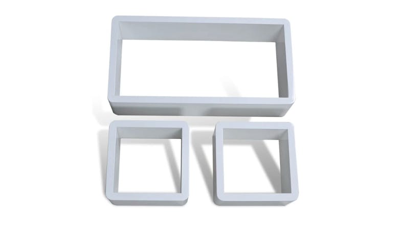 NNEVL Wall Shelves Floating Cuboid 3pcs. - Gloss White