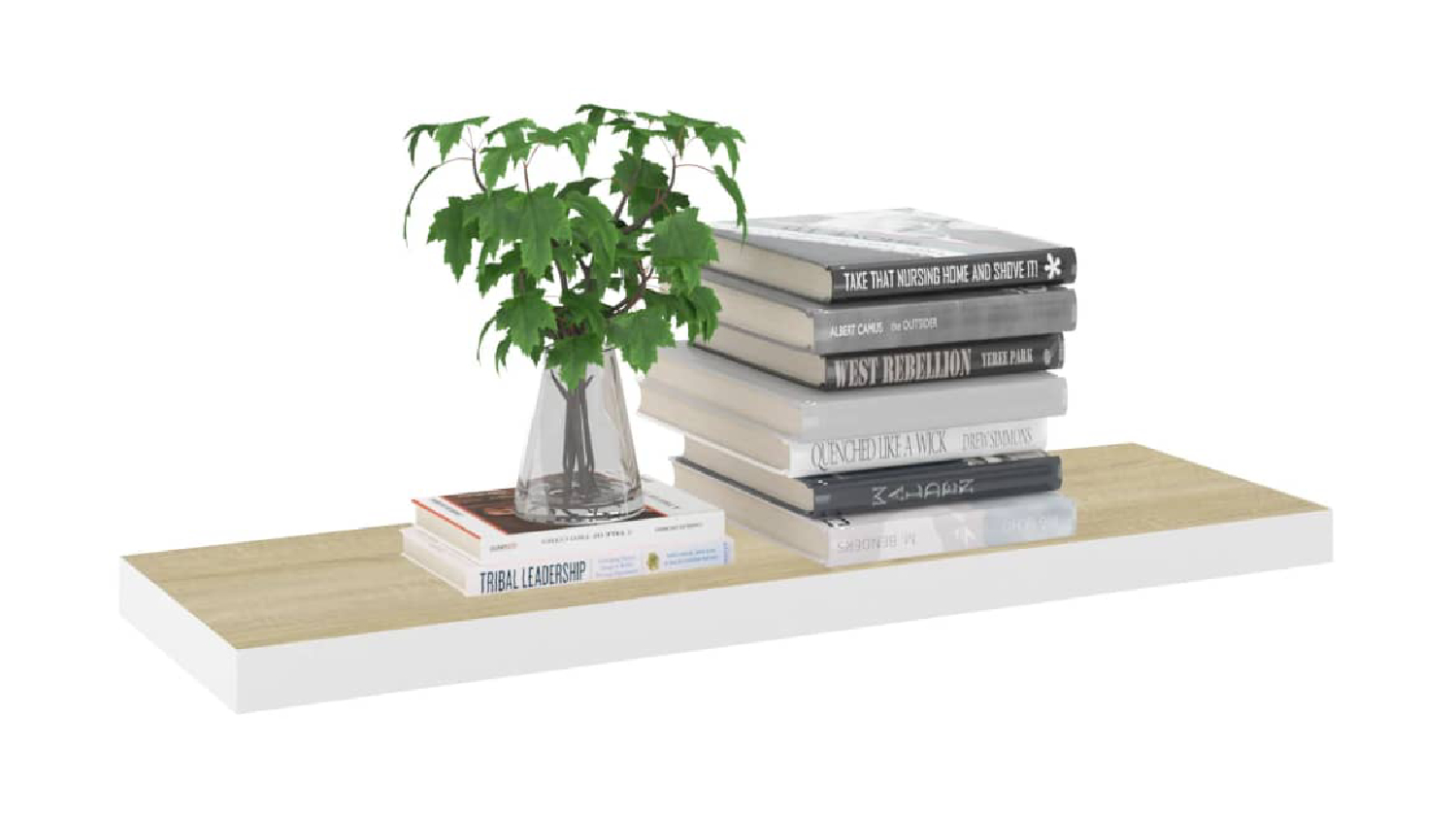NNEVL Ledge Wall Shelves 2pcs. 80 x 23 x 3.8cm - Sonoma Oak/White