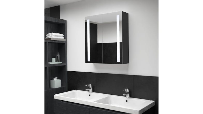 NNEVL LED Backlit Bathroom Mirror Cabinet 62 x 14 x 60cm - Anthracite