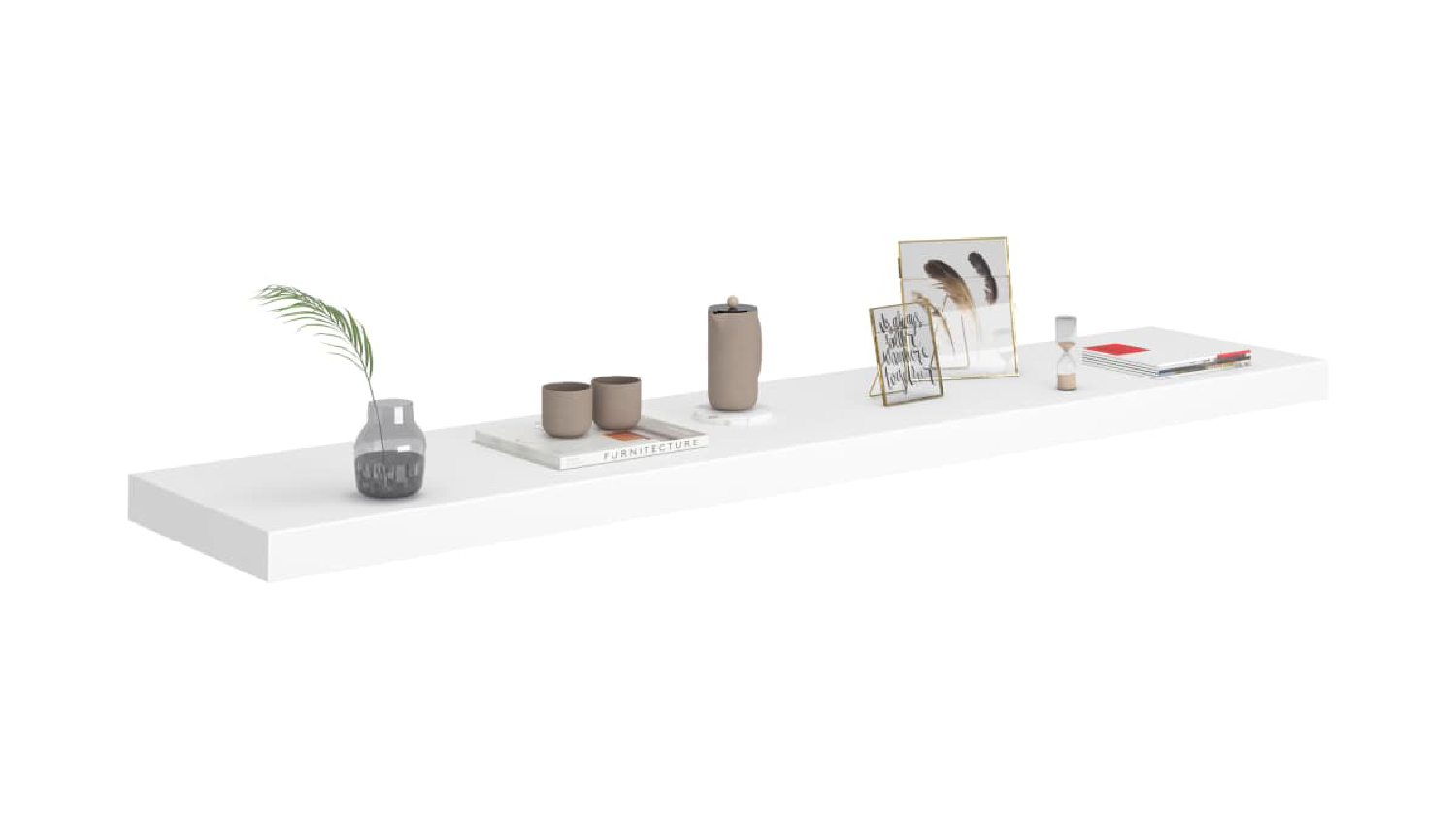 NNEVL Floating Ledge Wall Shelf 120 x 23.5 x 3.8cm - White