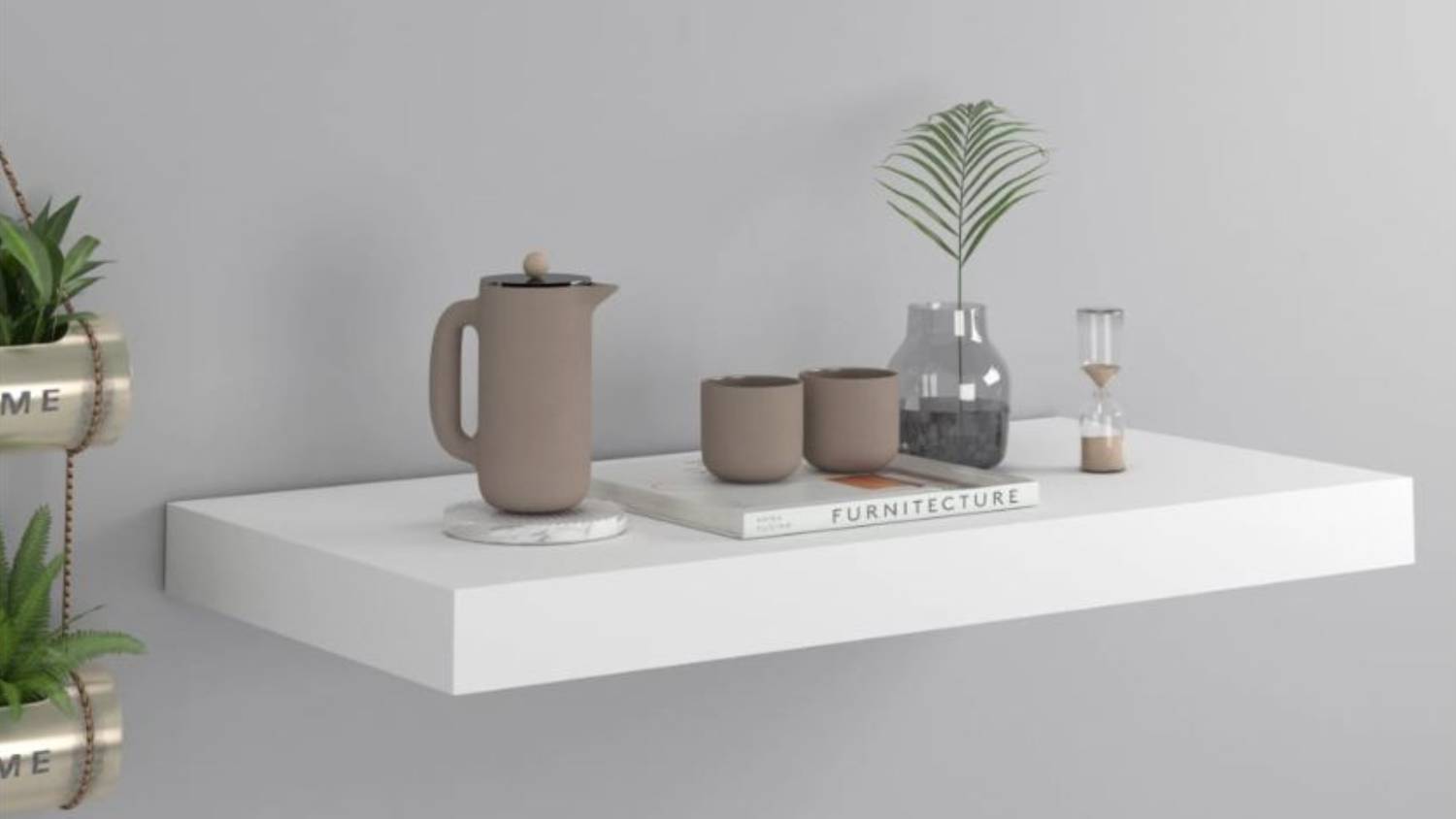 NNEVL Floating Ledge Wall Shelf 50 x 23.5 x 3.8cm - White