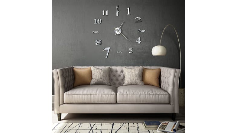 NNEVL Floating Wall Clock Modern Style 100cm - Silver