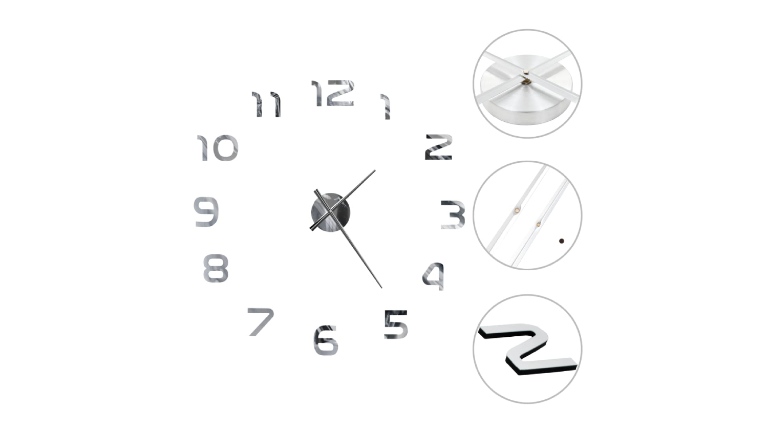 NNEVL Modern Style Floating Wall Clock 100cm - Silver