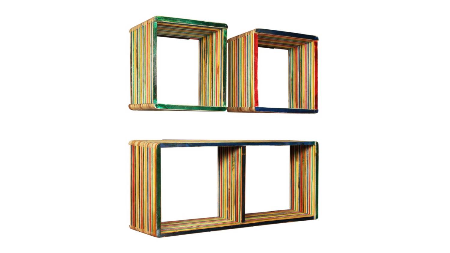 NNEVL Wall Shelves Reclaimed Teak 3pcs. Multicoloured Harvey Norman