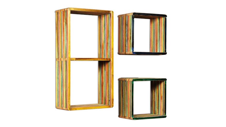 NNEVL Wall Shelves Reclaimed Teak 3pcs. - Multicoloured