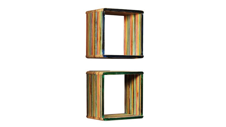 NNEVL Wall Shelves Reclaimed Teak 3pcs. - Multicoloured